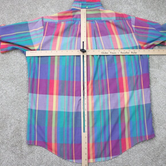 GANT Foxhunt Plaid Shirt Mens Large Pink/Blue/Yellow Cotton/Poly Short Sleeve - Picture 10 of 13